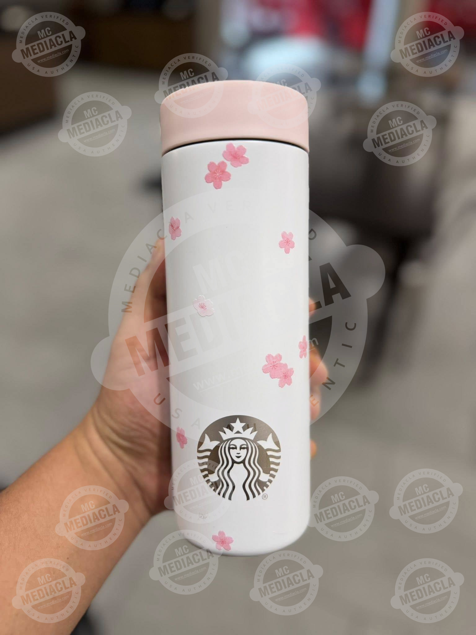 🌸 Termo Starbucks Blanco Flores Rosadas Edición Elegante