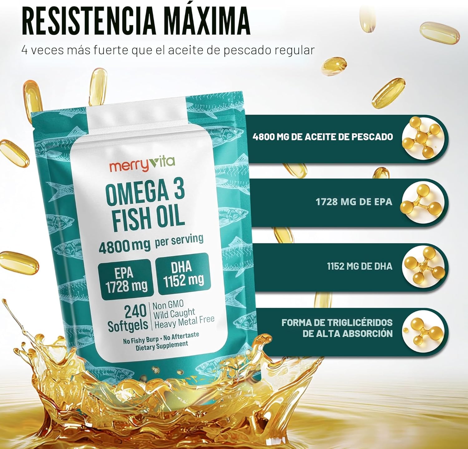 🧠 Omega 3 Fish Oil Merry Vita 240 Softgels 1