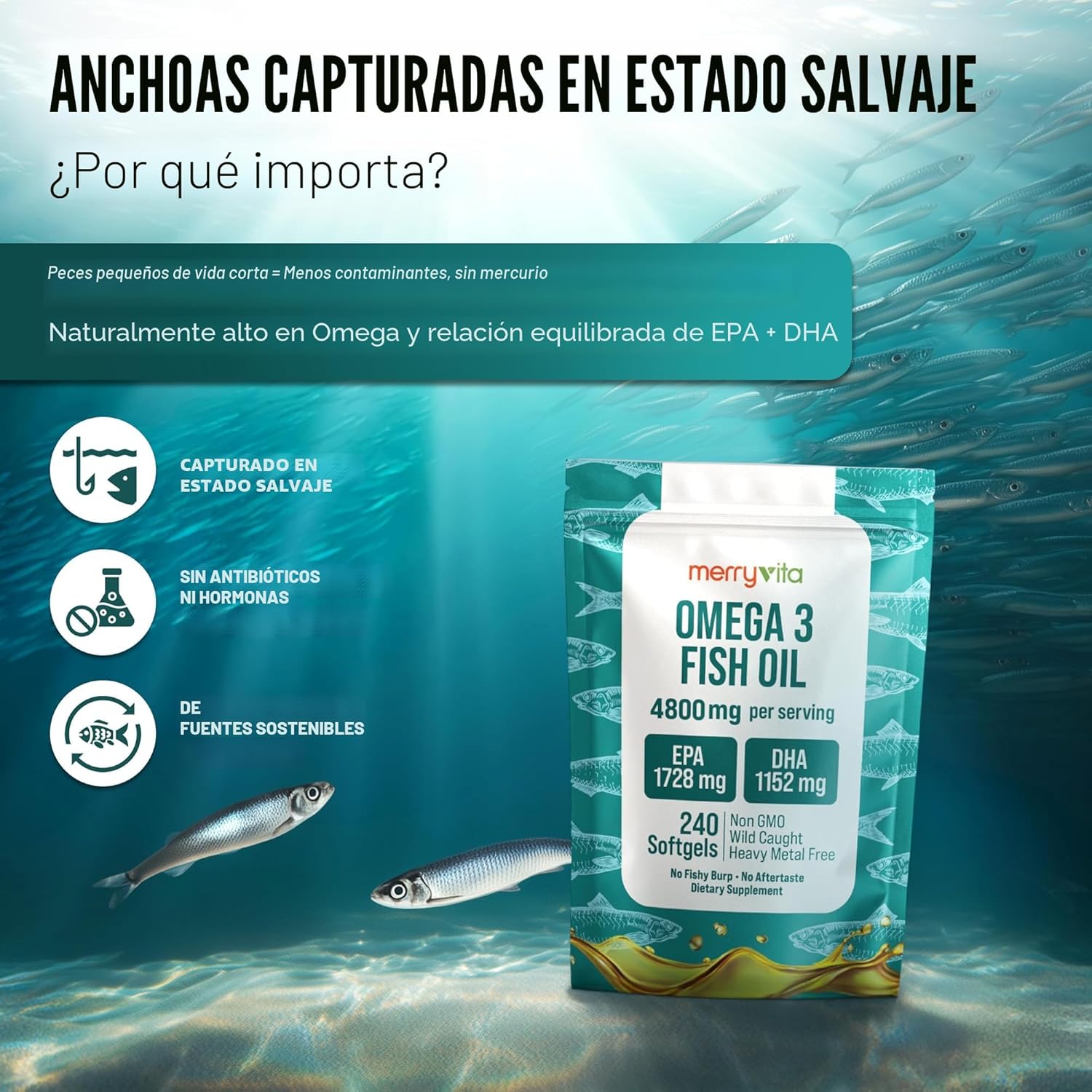 🧠 Omega 3 Fish Oil Merry Vita 240 Softgels 2