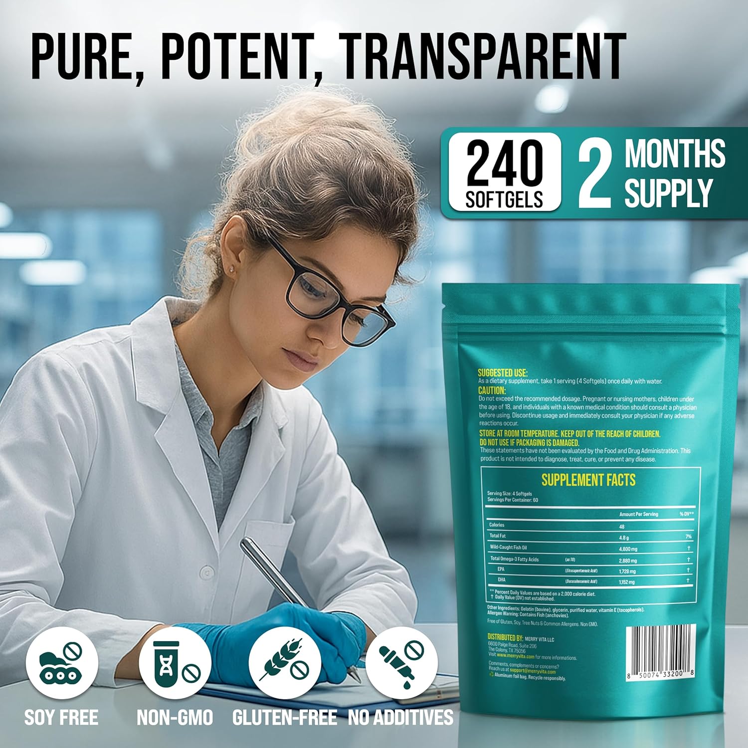 🧠 Omega 3 Fish Oil Merry Vita 240 Softgels 6