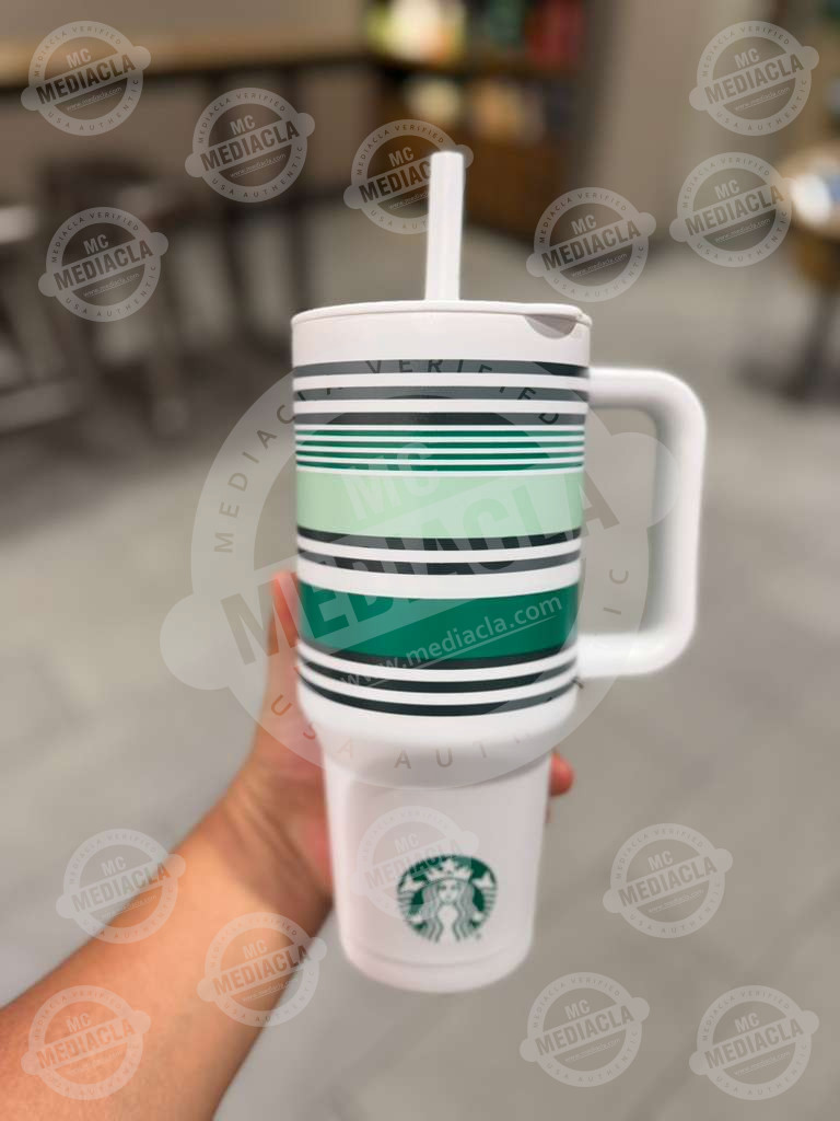 🥤 Vaso Starbucks Road-Trip Ready 40 OZ Rayas Verde Mint