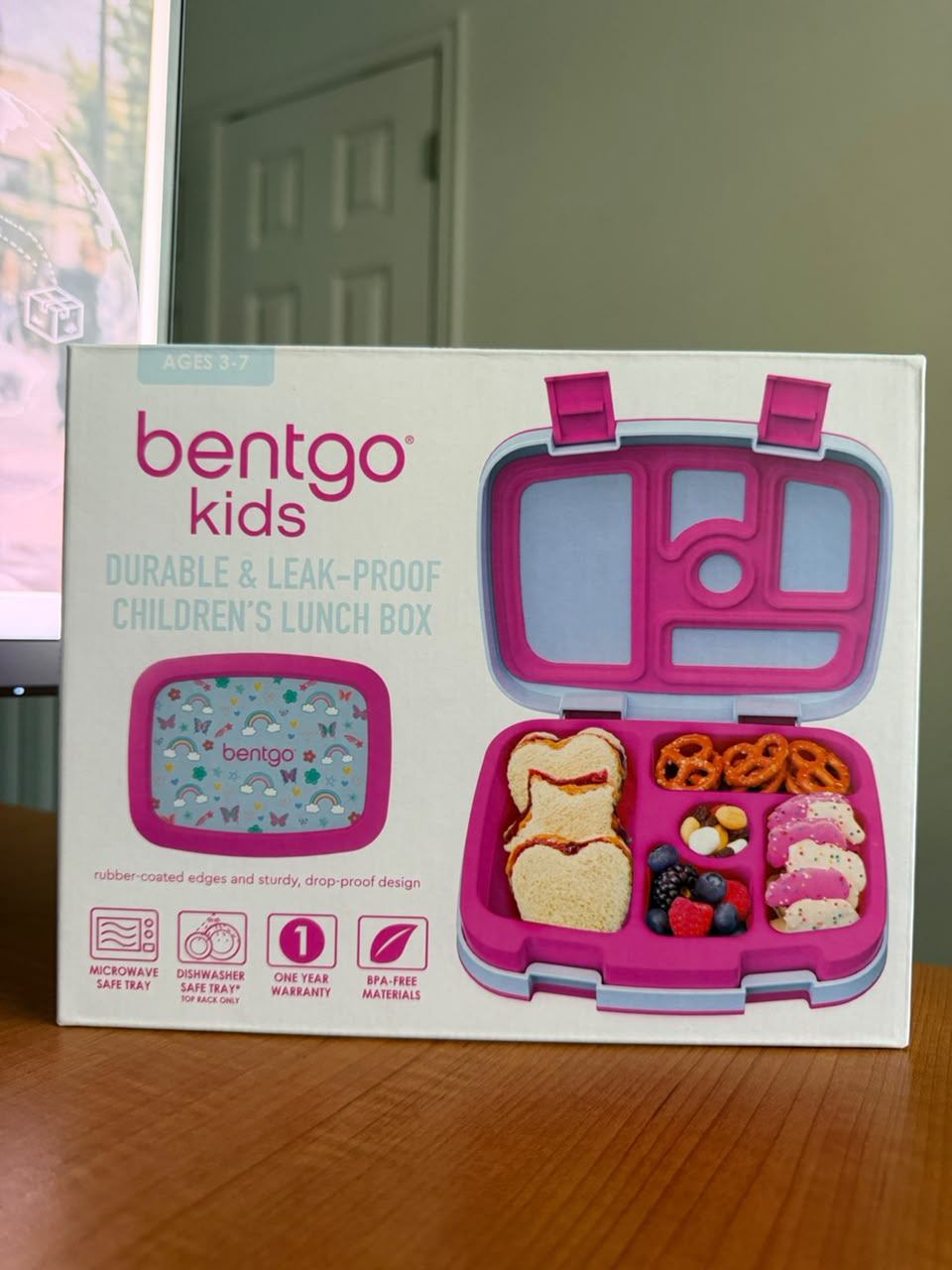 BENTGO KIDS DURABLE & LEAK -PROOF CHILDREN'S LUNCK BOX - COLOR TODO ROSADO Y CELESTE
