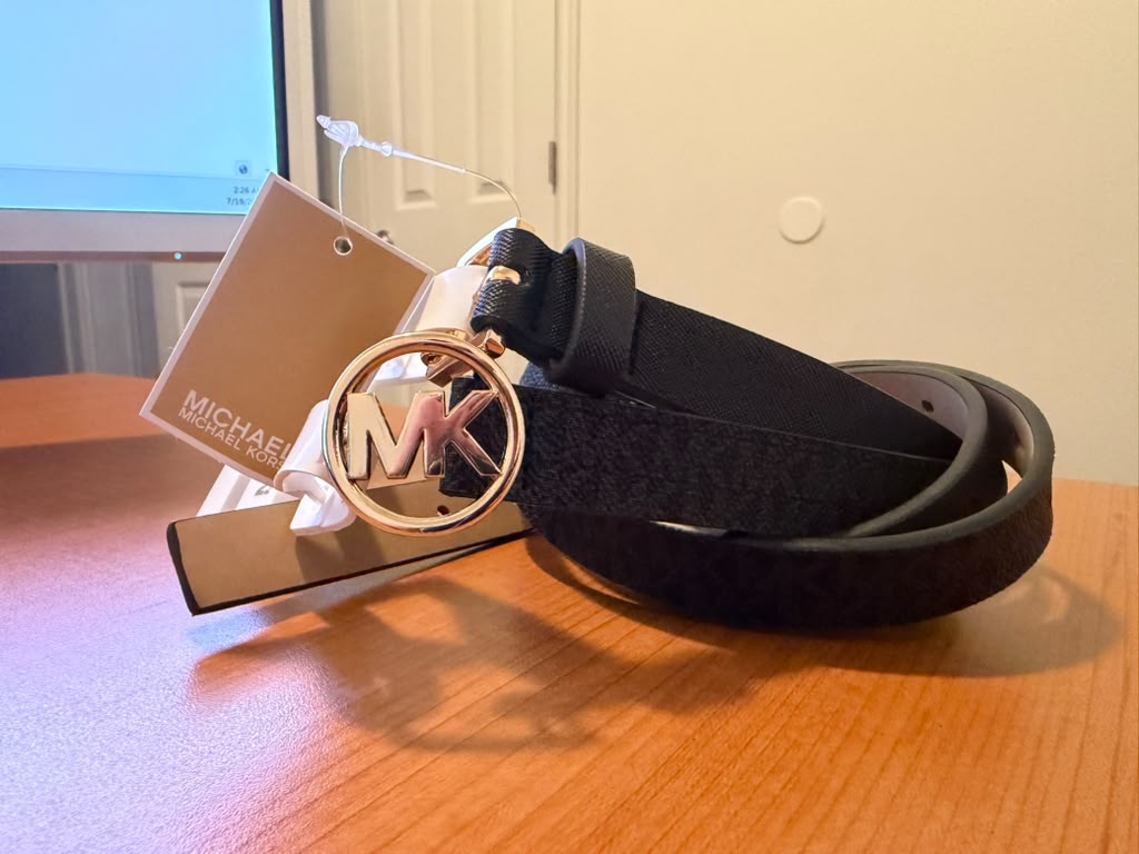 PACK 2 CORREAS MICHAEL KORS TALLA M, COLOR OSCURO (2-FOR-1 LOGO BELT SET:BLK/BLK)
