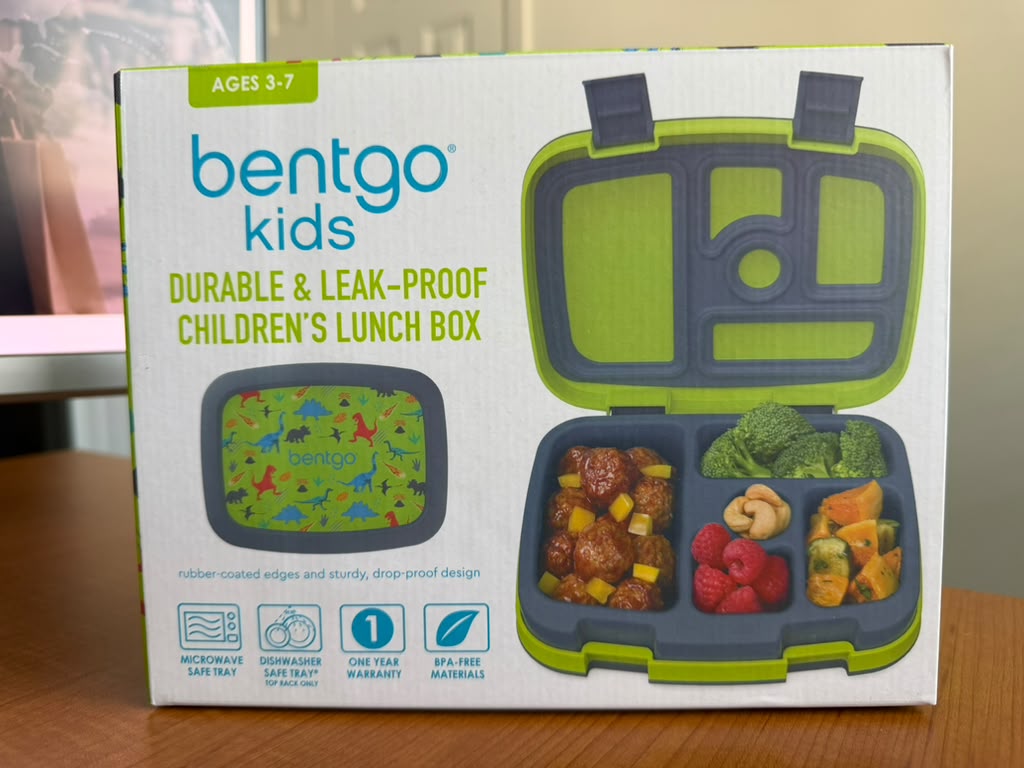 Lonchera Bentgo Kids con diseño de dinosaurios, ideal para niños de 3 a 7 años, compartimentos a prueba de derrames para mantener los alimentos separados, bandeja apta para microondas y lavavajillas (solo bandeja), materiales libres de BPA, diseño resistente a caídas,